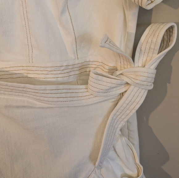 Cinq a Sept Josi Denim White Mini Wrap Dress Size 4 - Picture 7 of 12